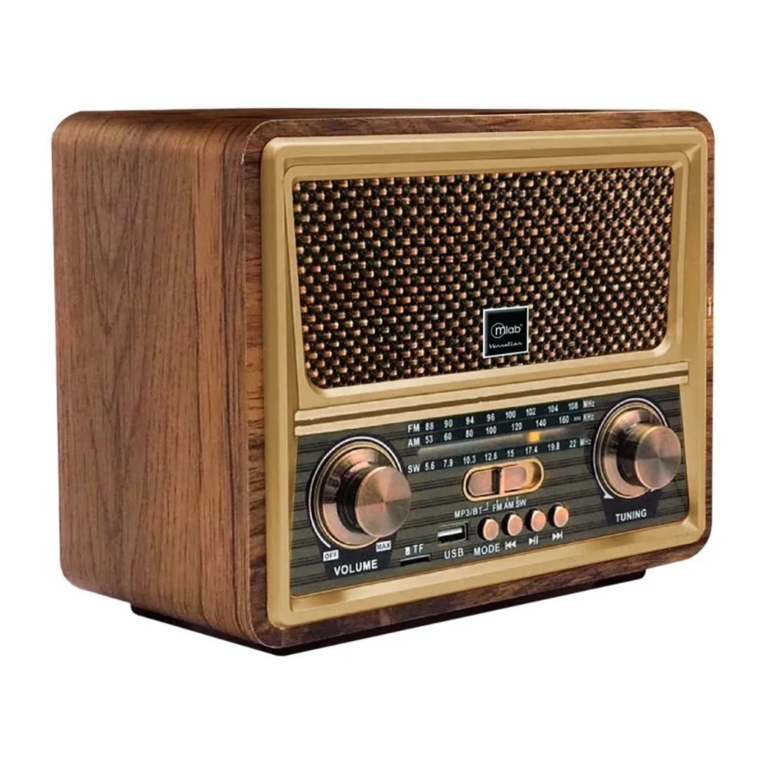 Mlab - Radio Parlante Bluetooth Aux Usb Fm Am Sw Vintage Vennetian