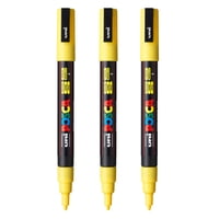 Marcadores De Pintura Posca Pc-3M Reversibles Con Punta Fina, Color Amarillo, 3 Unidades