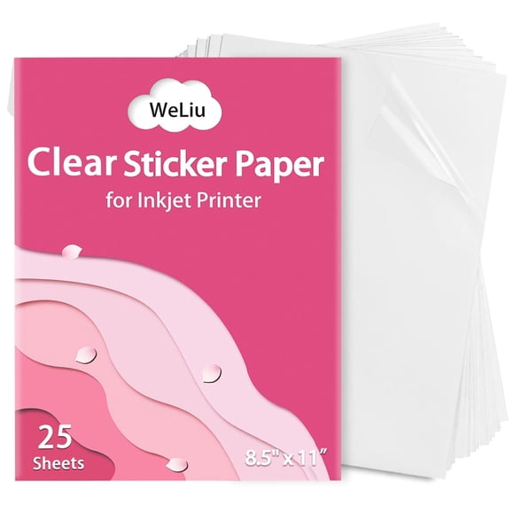 Papel adhesivo transparente WeLiu 21x29 cm, 25 hojas, para impresora de inyección de tinta