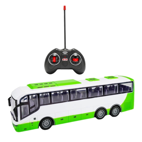 Vehículos Electrónicos Eléctricos RC City Bus para Niños, Simulación Clásica de 4 Canales, Conducción en Todas Las Direcciones, Modelo de Coche RC de blanco verde