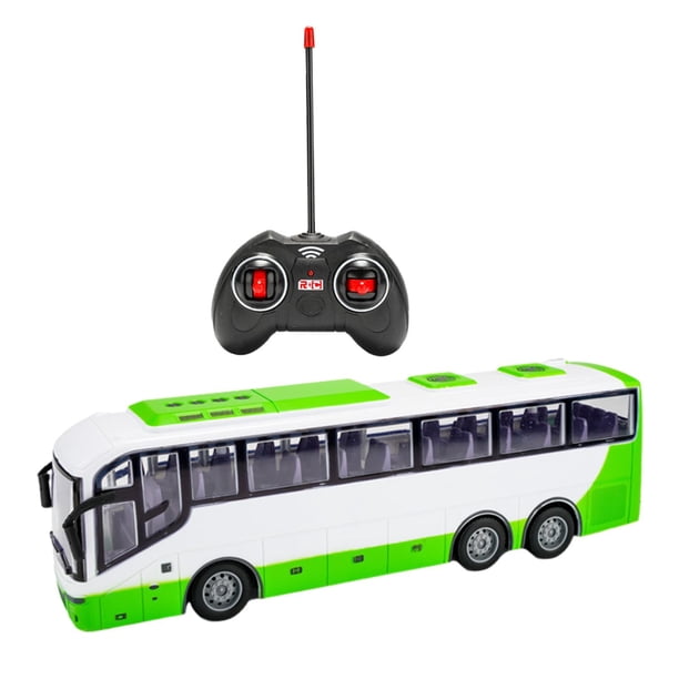 Vehículos Electrónicos Eléctricos RC City Bus para Niños, Simulación Clásica de 4 Canales, Conducción en Todas Las Direcciones, Modelo de Coche RC de blanco verde