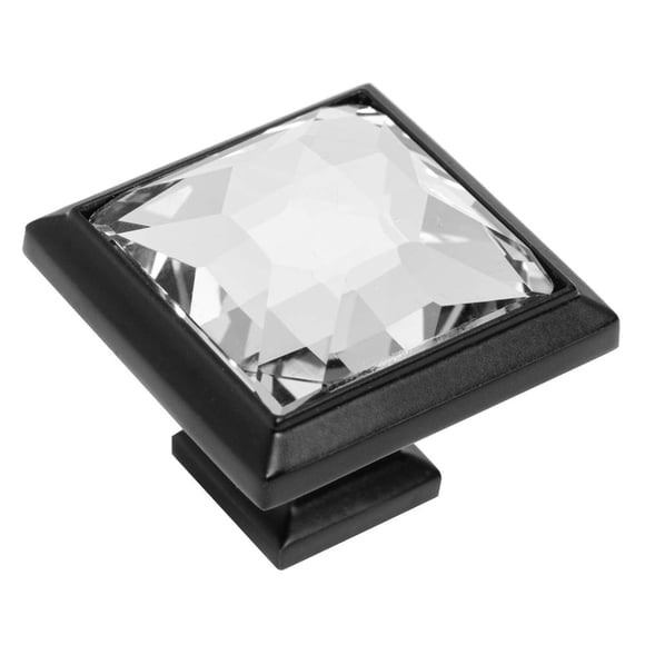 Perilla para gabinete Cosmas 5883FB, negro mate, vidrio transparente, 3 cm