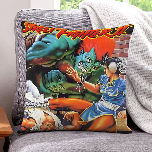 Street Fighter Fundas de almohada de terciopelo con tema, regalos de funda de almohada, decoración para el hogar, cojín de lanzar, regalo de cumpleaños para fans y parejas.50*50cm.