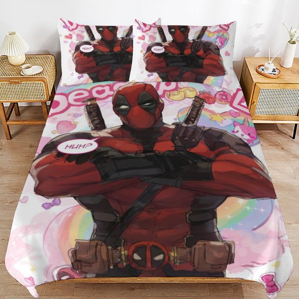 Deadpool Bedding Sets Ultra Soft Skin-Friendly Duvet Cover 3 Piece, Cute Comforter Cover Bed Set for Boys Girls Kids