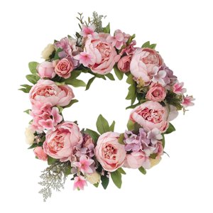Bothyi - Corona De Flores De Peonía De 16.0 In Para Puerta De Navidad, Pared, Ventana, Decoración Colgante