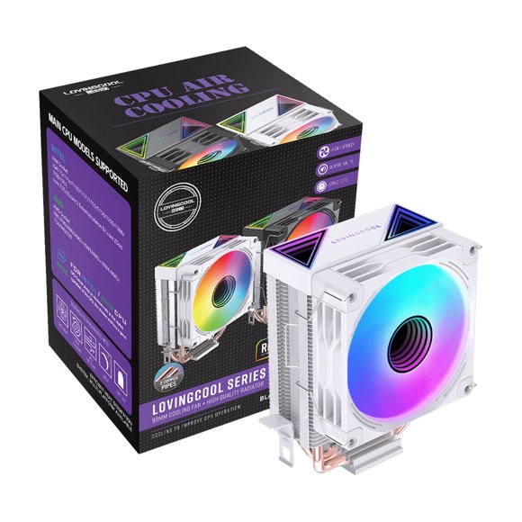 Enfriador CPU Lovingcool V90 RGB 90mm 2 Heatpipes TDP 150W Intel AMD