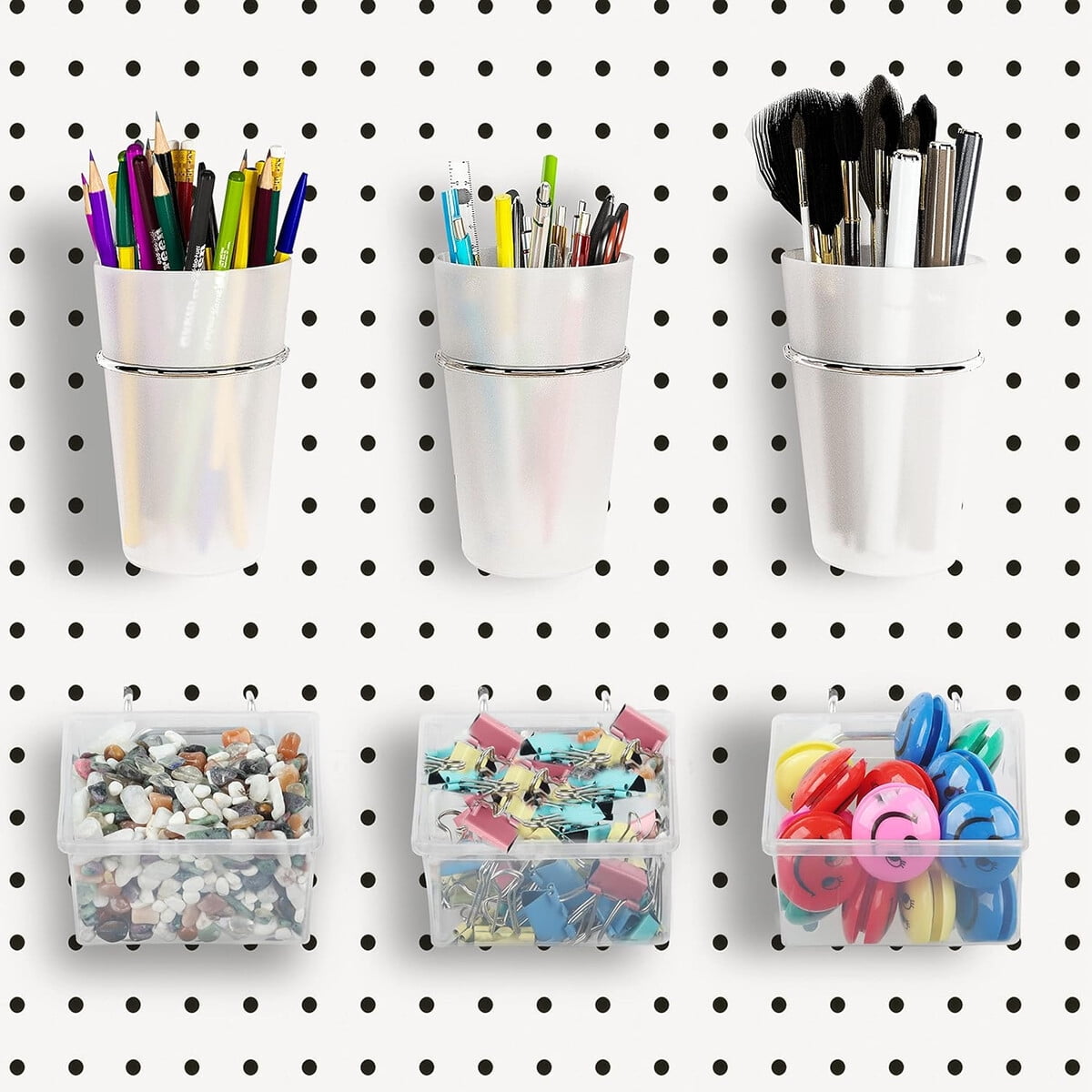 Set 6 Organizadores Kuhome Para Panel Perforado Abs Ganchos
