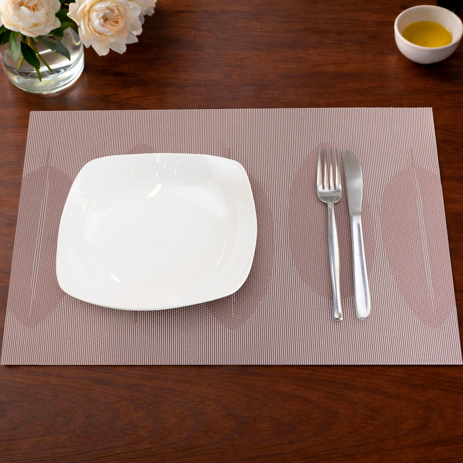 Individual De Mesa Nautica Home 45x30cm Reversible Hojas Rosa