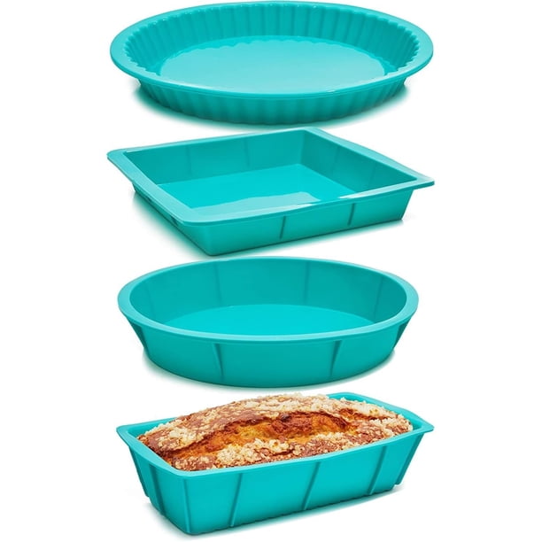 Moldes de silicona para hornear Juvale, para tartas, color verde azulado (paquete de 4)