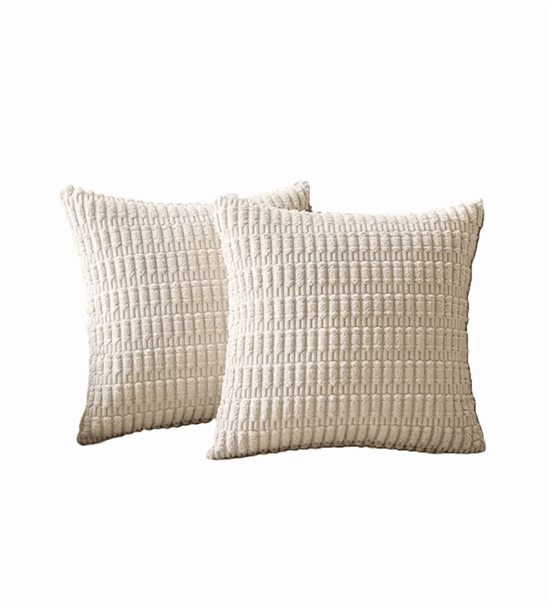 Genérico - Pack De 2 Fundas De Almohadas Cojín 45X45 Cm Con Diseño Suave Para Sillón Y Cama Blanco Crema