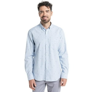Truval - Camisa Oxford Estampada Celeste Xl