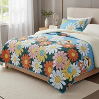 Casadeliacl - Cubrecama Quilt Sherpa 1.5 Agua Flores