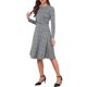 thumbnail image 4 of INSPIRE CHIC Vestido de Cuadros para Mujeres Vintage de Manga Larga Cuello Redondo Línea A Vestido de Trabajo de Pata de Gallo con Cinturón XL Blanco Negro, 4 of 6