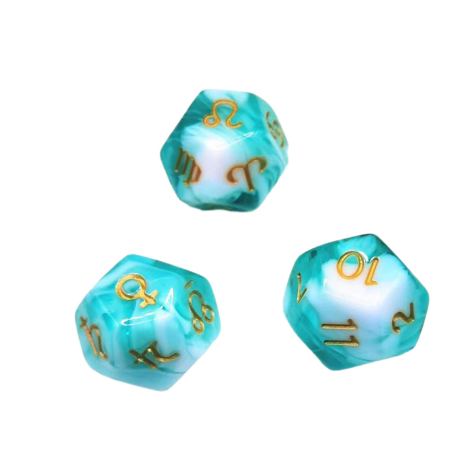 Magideal - 3X Dados Poliédricos D12, Tarjeta Multifacética, Juguetes De Entretenimiento, Dados De Astrología Acrílicos Para Juego De Mesa De Cumpleaños, Recuerdo Estilo A