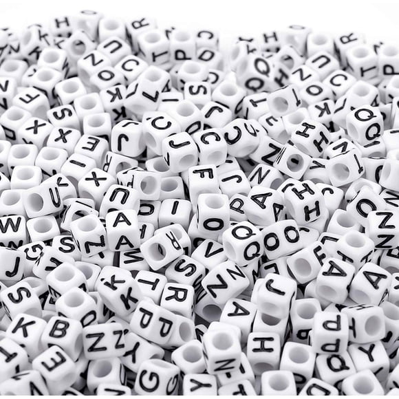 Cuenta de letras acrílicas blancas Augshy de 700 piezas, 6 mm