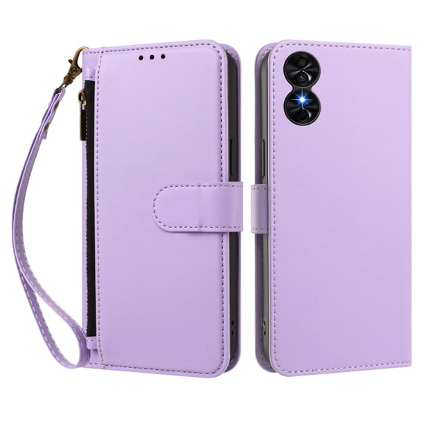 Funda Tipo Billetera para TCL 50 SE/40 NxtPaper 4G con Soporte y Bolsillo con Cierre Morado