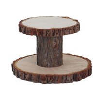 Magideal - Torre Para Magdalenas, Soporte De Exhibición Para Postres, Decoración Del Hogar De Madera, Artesanías De Madera Rústica, Mesa Centro De Mesa, Vajilla, 2 Niveles Pequeño