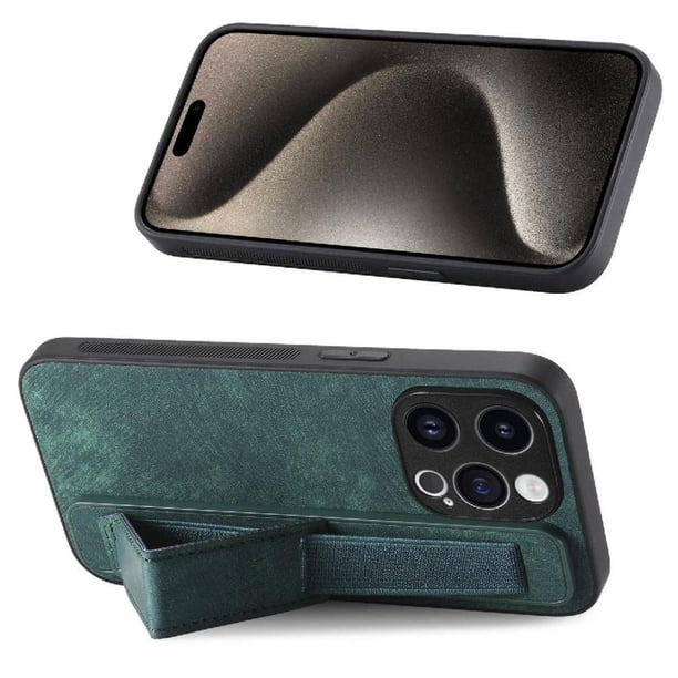 Funda Protectora con Correa para iPhone 15 Pro Resistente a Golpes Verde