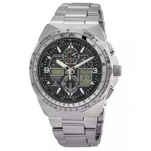 Reloj Citizen Promaster Skyhawk A-T Chronograph Stainless Steel Black Dial Eco-Drive Jy8120-58E 200M Men'S Pilot Watch