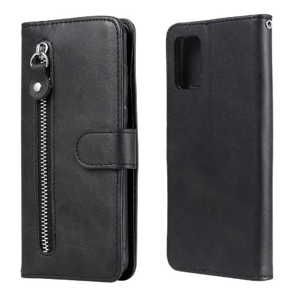 Funda con Cremallera para Samsung Galaxy A02S, Carcasa Cartera de Cuero PU con Soporte y Tarjetero