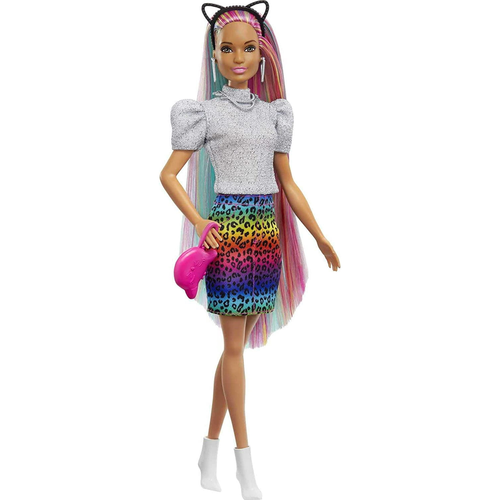 Barbie Leopard Rainbow Hair Doll (morena) Con Función De Cambio De Color Para El Cabello, Barbie Barbie
