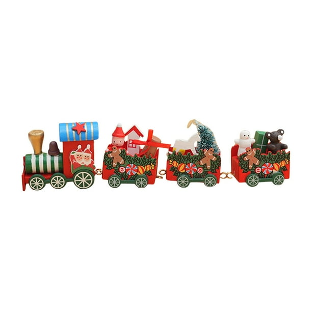 Tren De Navidad De Madera, Decoración De Mesa De Juguete, Adorno De Tren De Navidad Para Fiesta En Casa Al Aire Libre C