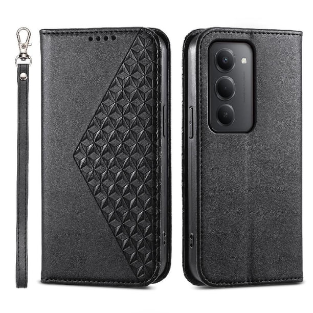Funda Flip FOXDOCK para Xiaomi Redmi 15 5G , Estilo Billetera con Diseño Rombo, Correa de Mano y Soporte, Uso Diario