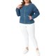 thumbnail image 2 of Agnes Orinda Chaqueta de Mezclilla para Mujer Talla Grande de Escuela Colegio Botón Abajo Anorak Utilitario Casual Chaquetas Cargo con Bolsillos Conjuntos 2025 2X Azul, 2 of 6