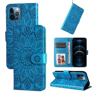 Funda Tipo Cartera Foxdock Para Iphone 12 , Diseño Girasol En Relieve, Cuero Pu, Cierre Magnético, Soporte Y Tarjetero