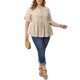 thumbnail image 2 of GRACIA Y GRANDEZA Blusa Floral Ditsy de Talla Grande para Mujer con Lazo Frontal, Cuello en V, Manga con Volantes, Peplum, Blusa de Verano Babydoll 1X Beige, 2 of 6
