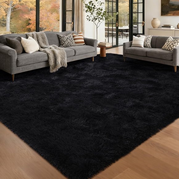 ALFOMBRA simpWalnut 122x152 cm negro tie‑dye esponjosa