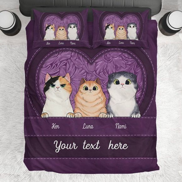 Cats In My Heart Juego De Cama Personalizado Para Gatos