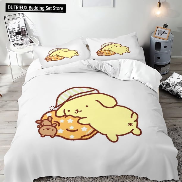 v795 Bed Sheets Duvet Cover Pompompurin Pillowcase Quilt Cover Needlework Bedding, Single Bed Double Bed Extra King Size Full Size Bedding Set 3-Piece Bedding Set (1 Duvet Cover + 2 Pillow Shams) Bed
