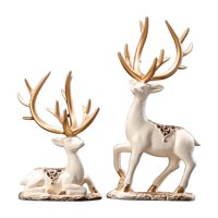 Bothyi - 2X Figuras De Renos, Adornos, Escultura De Alce Para Oficina, Sala De Estar, Escritorio