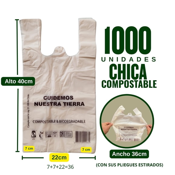 Bolsa Compostable y Biodegradable | 36x40 cm | 1000 unidades