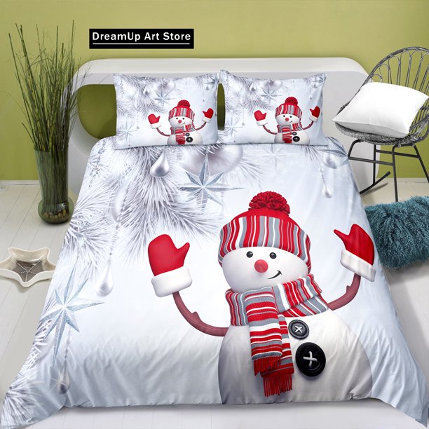 Fashion Christmas Snowman Bedding Set Boys Girls Duvet Cover Pillowcase Bed Adult Bedroom
