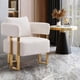 thumbnail image 1 of TS Modern decorative chair, living room side chair with gold metal legs, no wheels, suitable for dressing area, reception room, office,Teddy fleece upholstered metal foot sofas 2PCS White, 1 of 3