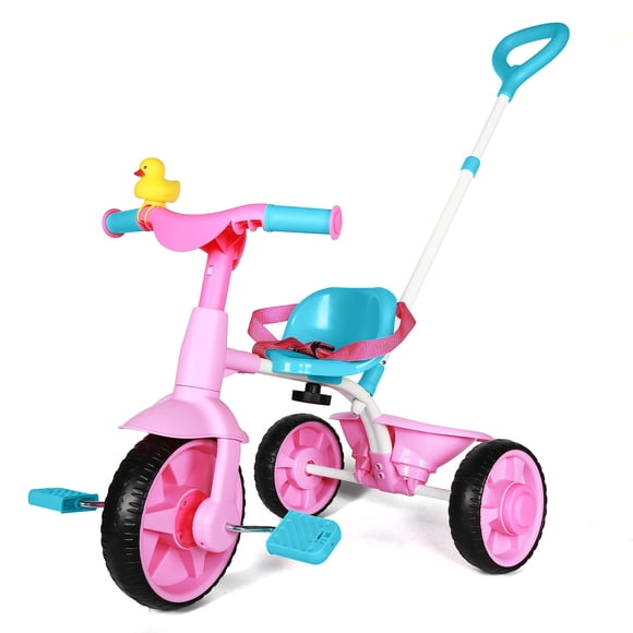 Triciclo KRIDDO 2 en 1 para niños de 18 meses a 3 años, color rosa