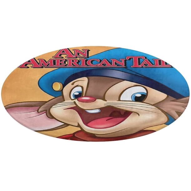 Un Cuento Americano / Fievel y el Nuevo Mundo Alfombra Redonda de Felpa Coral, Antideslizante, No Desprende Pelusas, Lavable y Duradera para Salón, Dormitorio y Habitación de Niños 60cm