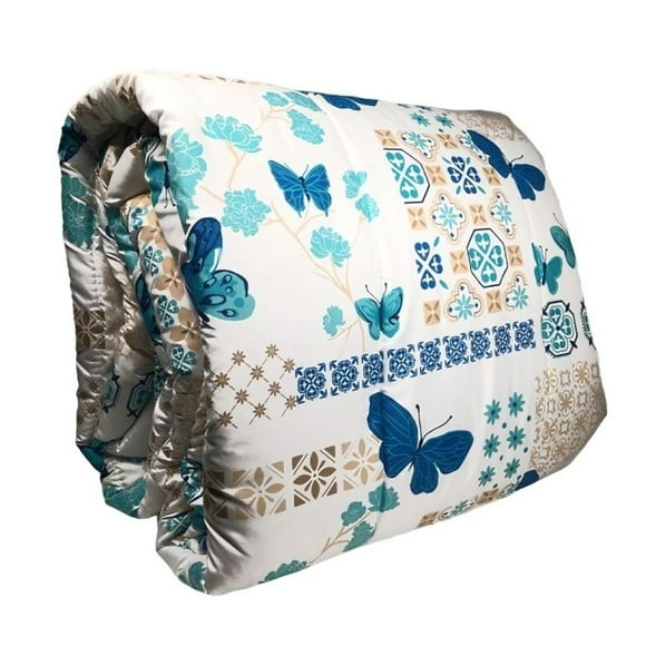 Plumón Estampado + Funda + Sábanas 1.5 plazas / Mándalas Salmón Beige – Key Home 175×240 cm.