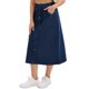 thumbnail image 4 of INSPIRE CHIC Falda de Mujer Regreso a Clases Denim con Botones al Frente Abertura Alta en la Cintura Línea A Bolsillos Midi Faldas de Mezclilla 2XL Azul Oscuro, 4 of 6