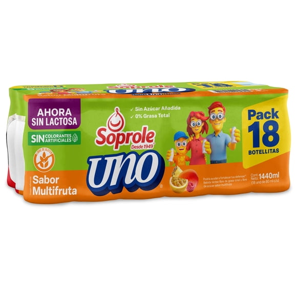 Bebida Láctea Probiótico Uno  multifruta pack 18, 1.5 L