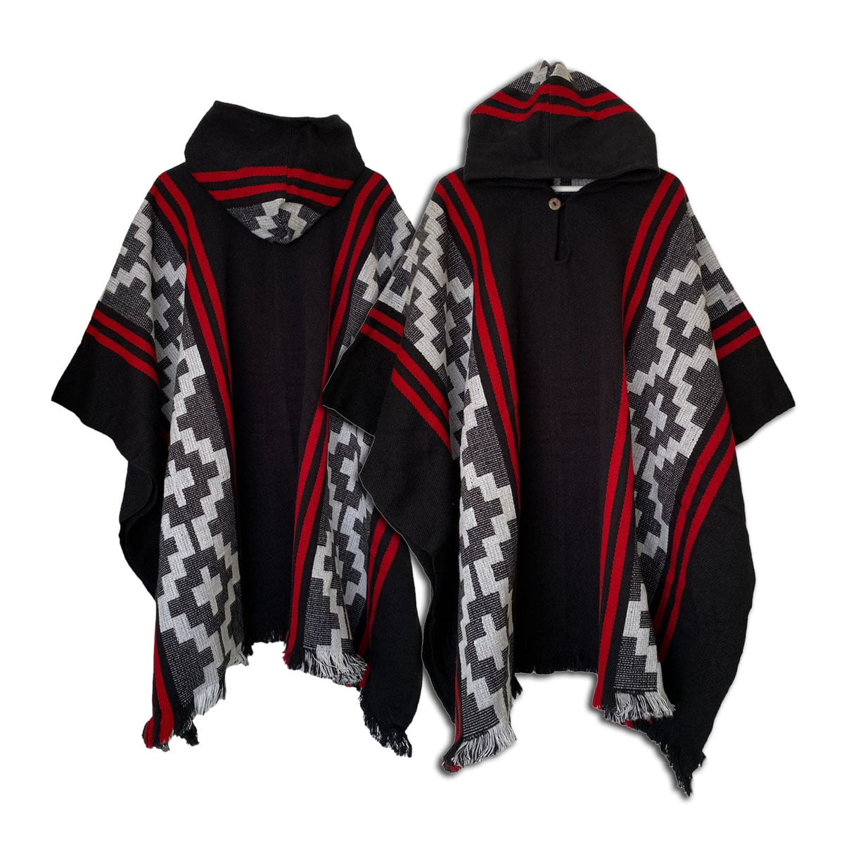 Genérico - Poncho Con Lana De Alpaca Diseño Tradicional Mapuche