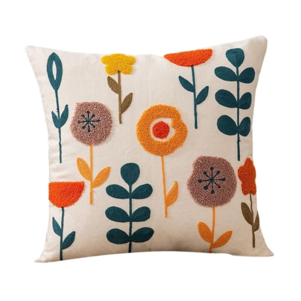 Funda de cojín de flores, funda de almohada cuadrada moderna, funda de cojín de flores, funda de cojín para sofá, decoración del dormitorio del hogar Estilo A