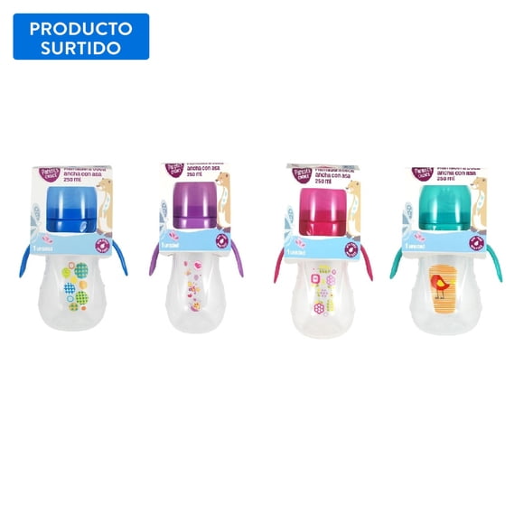 Mamadera Boca Ancha con Asa 250 ml Transparente Producto Surtido,1 Un, 1 Un