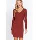 thumbnail image 1 of Vestido Mini de Canalé con Escote en V y Manga Larga, 1 of 5