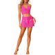 thumbnail image 2 of INSPIRE CHIC Conjunto de Cobertura de Ganchillo Bohemio para Mujer, Top sin Mangas con Aberturas y Mini Falda a Juego para Vacaciones en la Playa M Rosa Fucsia, 2 of 6