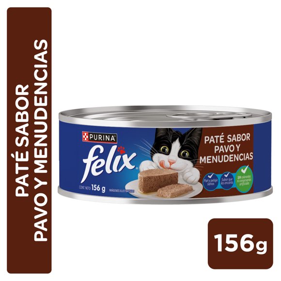 Alimento Húmedo Gato Adulto Paté Pavo/Menudencia Lata, 156 g