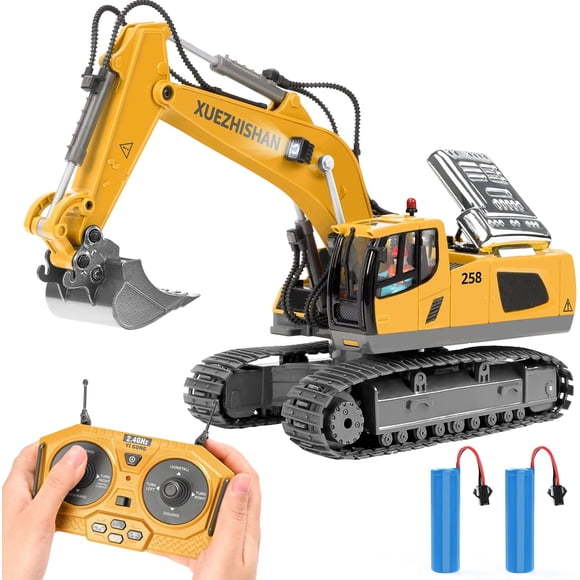 Excavadora RC KidsFaves Kids de 6 años con 2 baterías y pala metálica