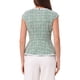 thumbnail image 3 of INSPIRE CHIC Blusa Elegante de Tweed para Mujer Cuello Redondo Manga Corta de Oficina Peplum Talla M Verde, 3 of 5